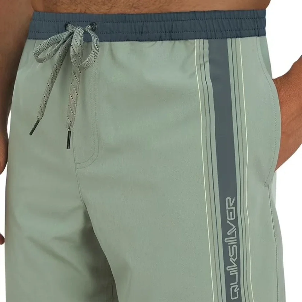 NWT Quiksilver Mens Swim Trunks Green Size L Stretch UPF 50 Regular Fit